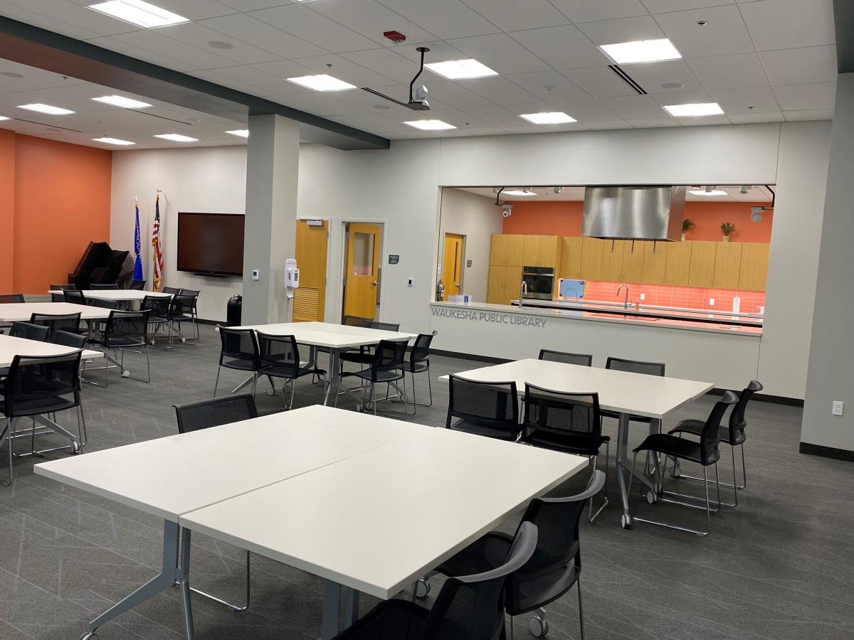 Program Room A large room with display tv movie screen demo kitchen